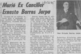 Murió ex canciller Ernesto Barros Jarpa.  [artículo]