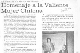 Homenaje a la valiente mujer chilena  [artículo] M. Olga Delpiano.