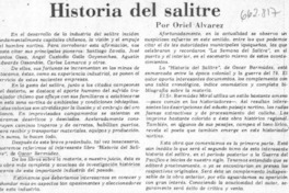 Historia del salitre  [artículo] Oriel Alvarez.