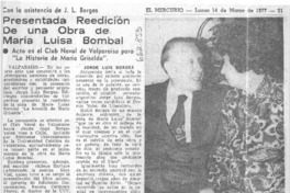 Presentada reedición de una obra de María Luisa Bombal.  [artículo]