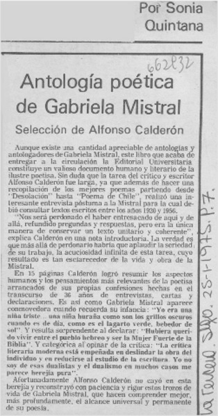 Antología poética de Gabriela Mistral