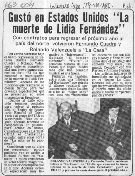 Gustó en Estados Unidos "La muerte de Lidia Fernández".  [artículo]