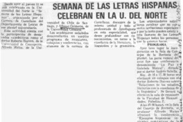 Semana de las letras hispans celebran en la U. del Norte.  [artículo]