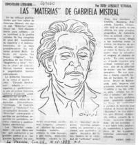 Las "Materias" de Gabriela Mistral  [artículo] Ruth González Vergara.