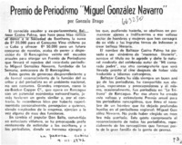Premio de periodismo: "Miguel González Navarro"  [artículo] Gonzalo Drago.