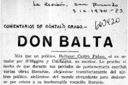Don Balta  [artículo] Gonzalo Drago.