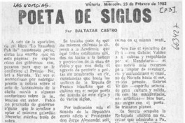 Poeta de siglos  [artículo] Baltazar Castro.