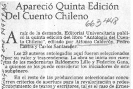 Apareció quinta edición del cuento chileno.  [artículo]