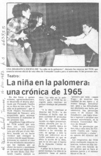 La Niña en la palomera, una crónica de 1965.