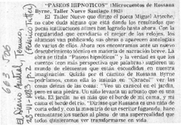 Paseos hipnóticos  [artículo] Federico Tatter.