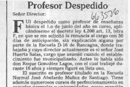 Profesor despedido  [artículo] Antonio Cárdenas Tabies.