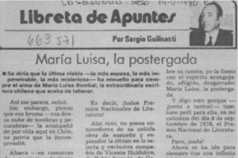 María Luisa, la postergada  [artículo] Sergio Guilisasti.