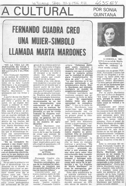 Fernando Cuadra creo una mujer-símbolo llamada Marta Mardones