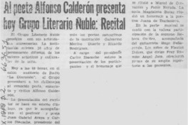 Al poeta Alfonso Calderón presenta hoy Grupo Literario Ñuble: recital.