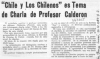 "Chile y los chilenos" es tema de charla de profesor Calderón.  [artículo]