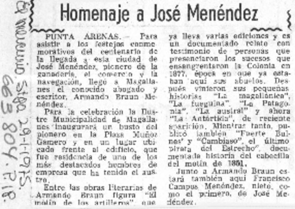 Homenaje a José Menéndez.  [artículo]