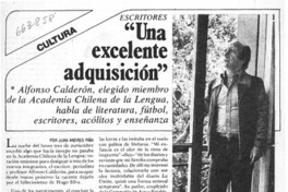 "Una excelente adquisición"  [artículo] Juan Andrés Piña.