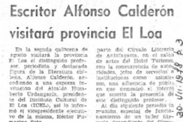 Escritor Alfonso Calderón visitará provincia El Loa.