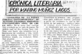 Antología de la poesía chilena contemporánea  [artículo] Marino Muñoz Lagos.
