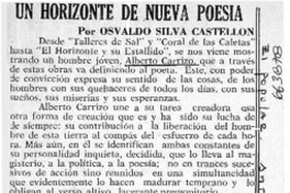 Un horizonte de nueva poesía  [artículo] Osvaldo Silva Castellón.
