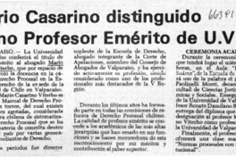 Mario Casarino distinguido como profesor emérito de U. V.  [artículo]