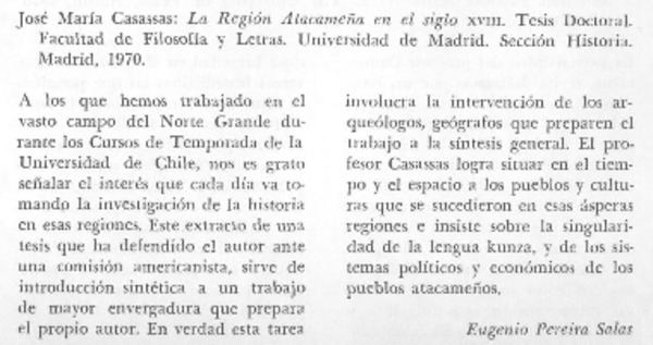 La región atacameña en el siglo XVIII