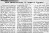 Mario Cánepa Guzmán, "el fracaso de Pigmalión"  [artículo] Hernán del Solar.