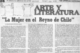 "La Mujer en el reyno de Chile"  [artículo] Hermelo Arabena Williams.