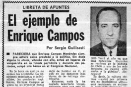 El ejemplo de Enrique Campos  [artículo] Sergio Guilisasti Tagle.