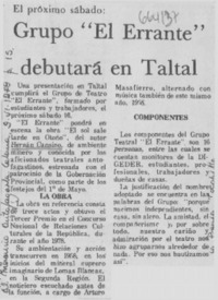 Grupo "El errante" debutará en Taltal.
