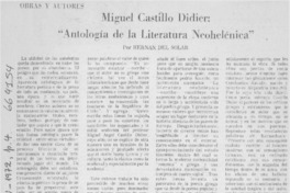 Miguel Castillo Didier, "Antología de la literatura Neohelénica"