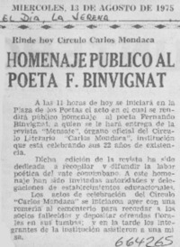 Homenaje público al poeta F. Binvignat.