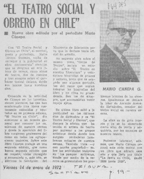 El teatro social y obrero en Chile".