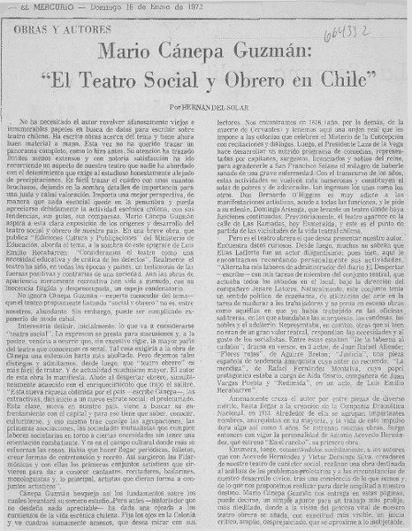 Mario Cánepa Guzmán: "El teatro social y obrero de chile"