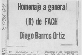 Homenaje a general (R) de FACH Diego Barros Ortiz.
