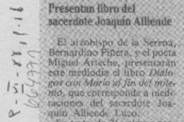Presentan libro del sacerdote Joaquín Alliende.