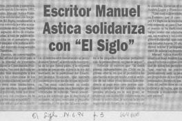 Escritor Manuel Astica solidariza con "El Siglo".