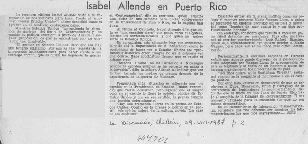 Isabel Allende en Puerto Rico.