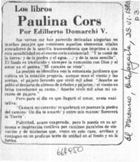 Paulina Cors  [artículo] Edilberto Domarchi V.
