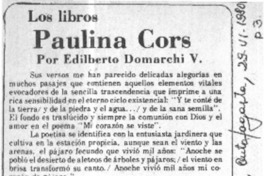 Paulina Cors  [artículo] Edilberto Domarchi V.
