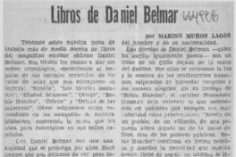 Libros de Daniel Belmar  [artículo] Marino Muñoz Lagos.