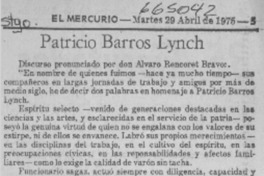 Patricio Barros Lynch.  [artículo]