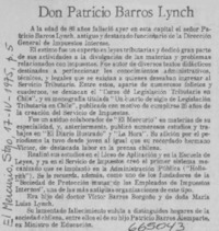 Don Patricio Barros Lynch.  [artículo]
