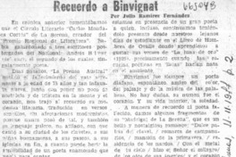 Recuerdo a Binvignat  [artículo] Julio Ramírez Fernández.