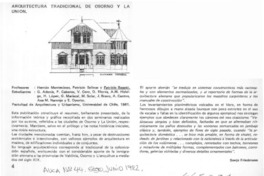 Arquitectura tradicional de Osorno y La Unión  [artículo] Sonja Friedmann.