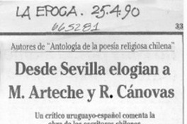 Desde Sevilla elogian a M. Arteche y R. Cánovas