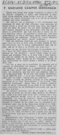 P. Mariano Campos Menchaca  [artículo] Ramón Ángel Cifuentes Grez.