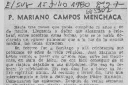 P. Mariano Campos Menchaca  [artículo] Ramón Ángel Cifuentes Grez.