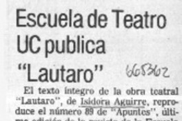 Escuela de teatro UC publica "Lautaro".  [artículo]