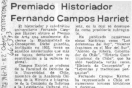 Premiado historiador Fernando Campos Harriet.  [artículo]